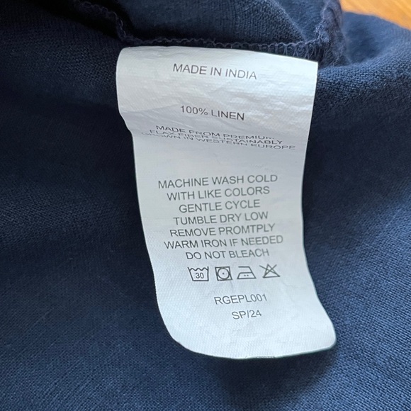 Quince Size Large 100% Linen Navy Blue Boxy Blouse Top Short Sleeved Shirt - Picture 8 of 11